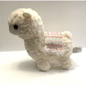 Kellytoy White Alpaca Llama Plush Stuffed Animal  Blanket Saddle Fringed READ